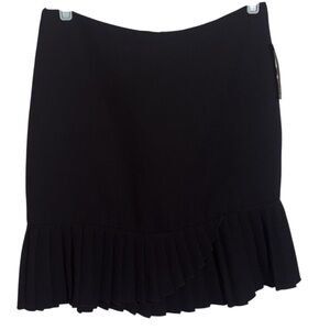 Black Pencil Skirt With Pleated Ruffle Hem Fully Lined Women’s Size 6